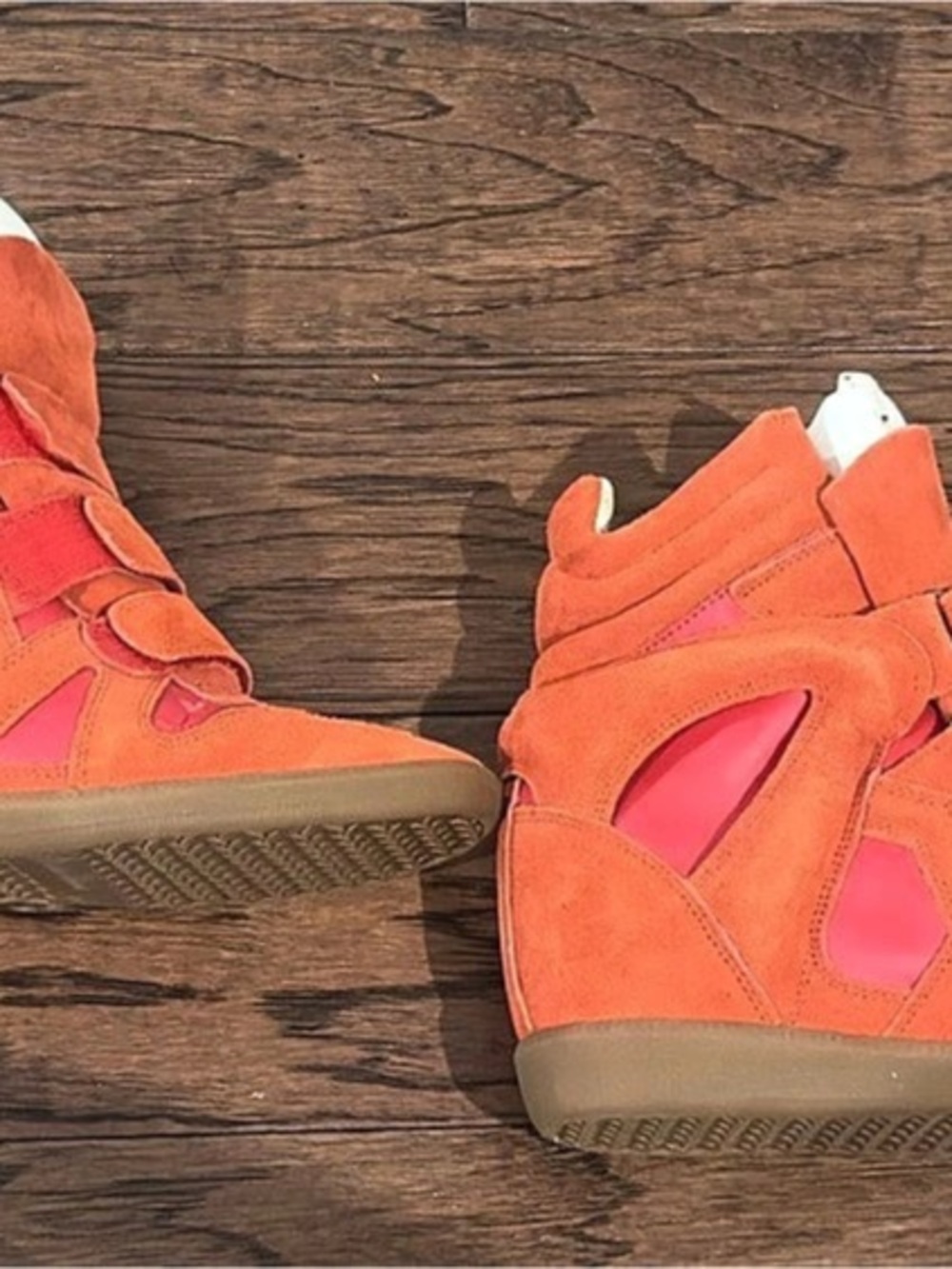 Isabel Marant Bekett Wedge Sneakers Orange & Pink EU 39 - Picture 2 of 9
